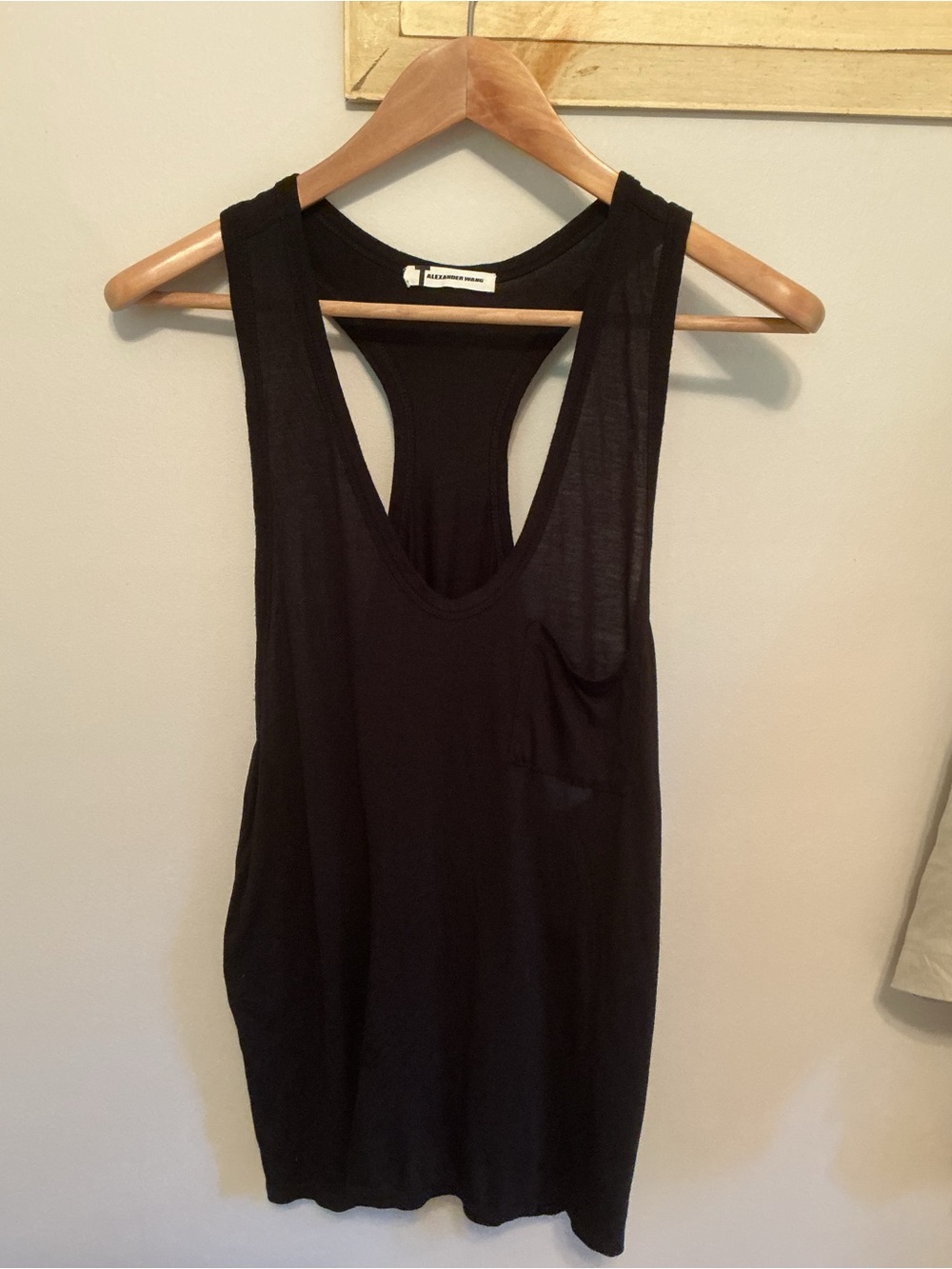 Alexander Wang XS Loose Fit Black Racerback Tank Top with Pocket